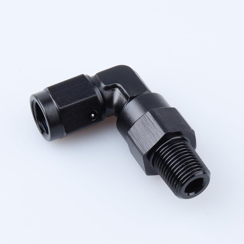 AC PERFORMANCE -3 AN Female to 1/8" NPT Male 90 Degree Swivel Adapter Fitting, Black Aluminum - Image 2